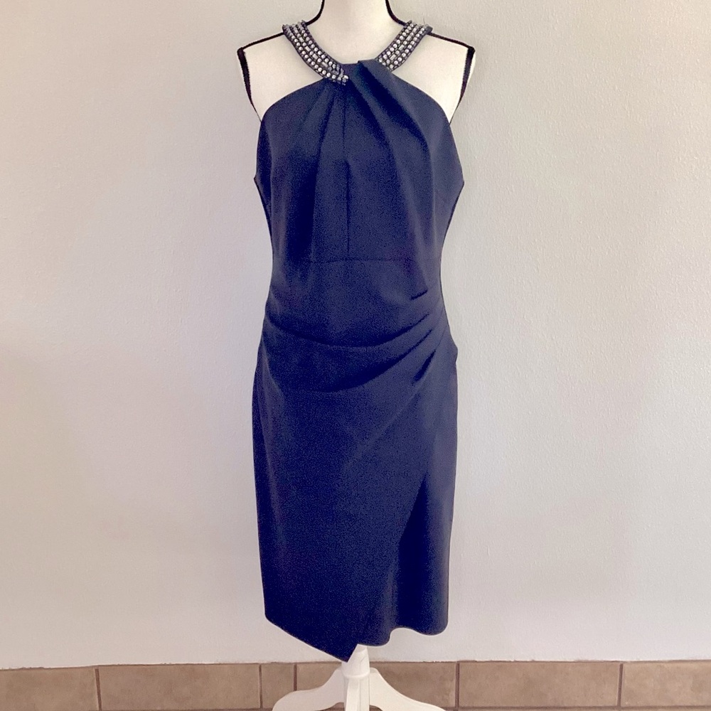 ALEX EVENING Halter Embellished Cocktail Dress